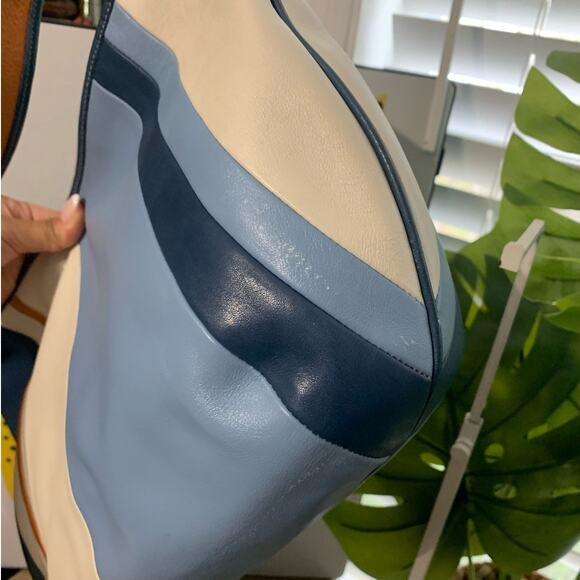 RARE Vintage COACH Distressed Striped Color Block Hobo Shoulder Bag w/ Wristlet - Picture 3 of 16